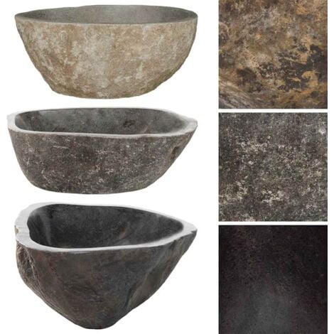 Lavabo en pierre de rivière Ovale (37-46)x(29-36) cm