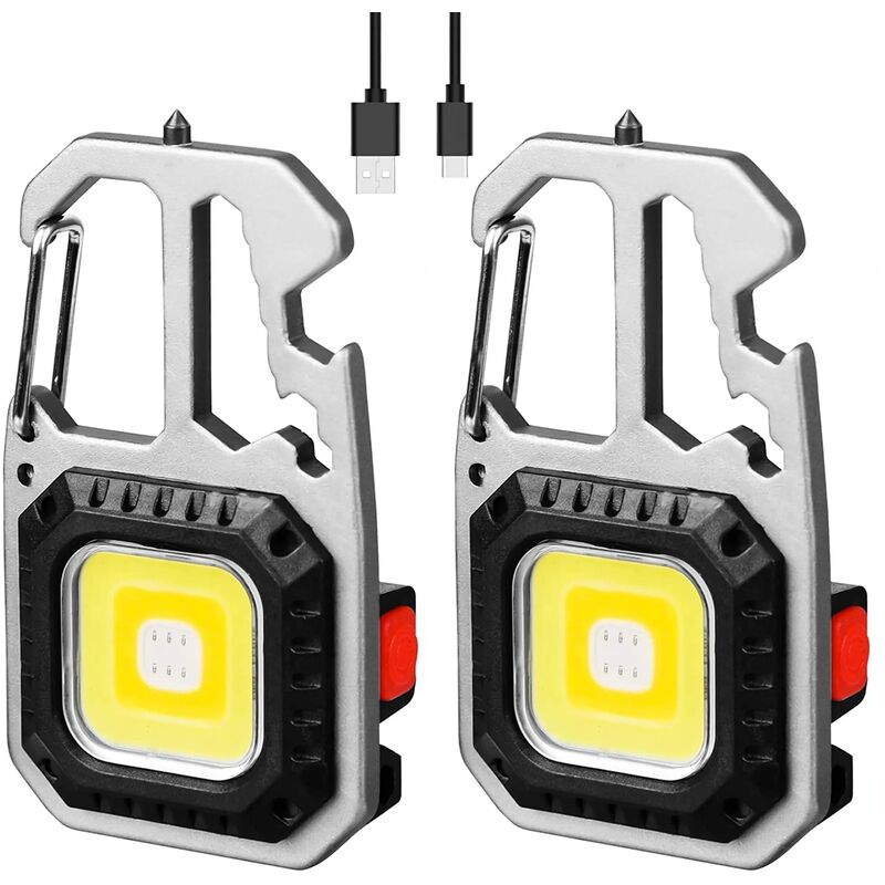 Stück Tragbares Mini LED Arbeitsleuchte 500 Lumen silber, Mini COB  Taschenlampe,USB Aufladung, Schlüsselanhänger Taschenlampe mit  Flaschenöffner,Grau