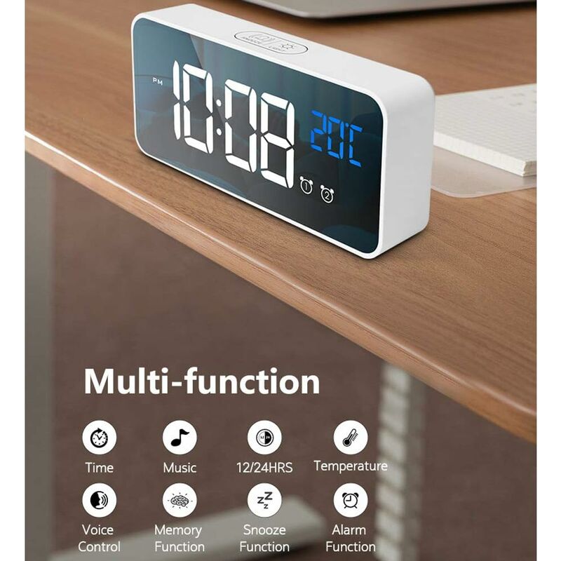 Digitaler Wecker Lautsprecher, USB Lade Bluetooth Lautsprecher Am Bett Mit  Spiegel Und LED Anzeige, Dimmbar Von 4,04 €