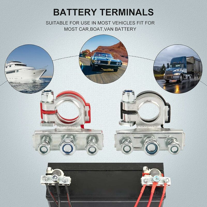 Batterieklemmenanschlüsse Batterieklemmenenden, Kupferplatte, positiv und  negativ, für den Einsatz in Autos, Booten, Transportern usw.