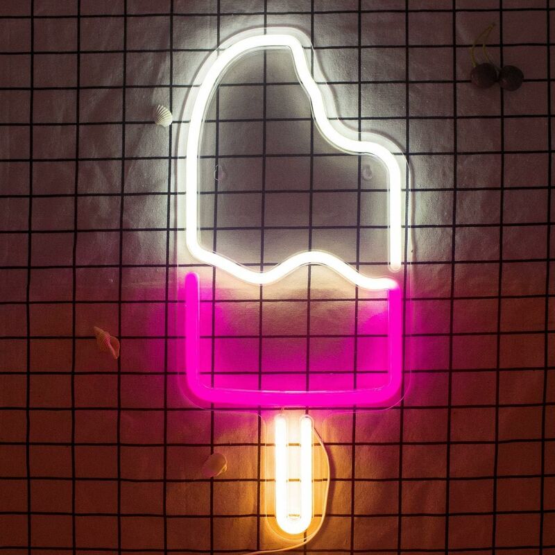 Neonlicht Wandlampe Dekoleuchte Wandschild Partylicht im Schriftzug Neon,  Kunststoff weiß, 1x LED, BxH 45x20 cm, Wohnzimmer