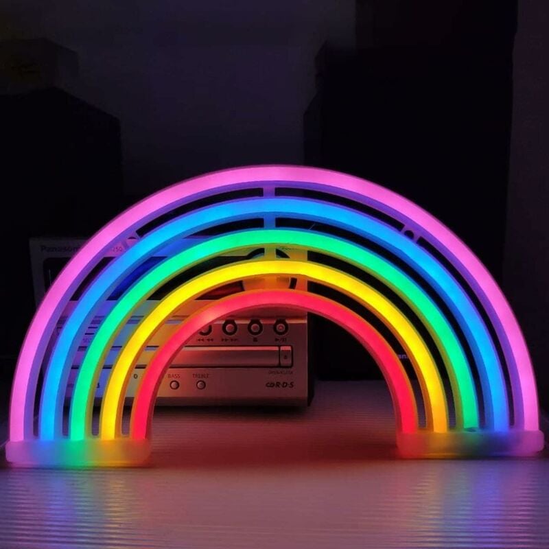 Regenbogen-Nachtlicht mit Leuchtreklame, batterie- oder USB-betrieben,  Wanddekoration, Weihnachtsgeschenk, Home-Party