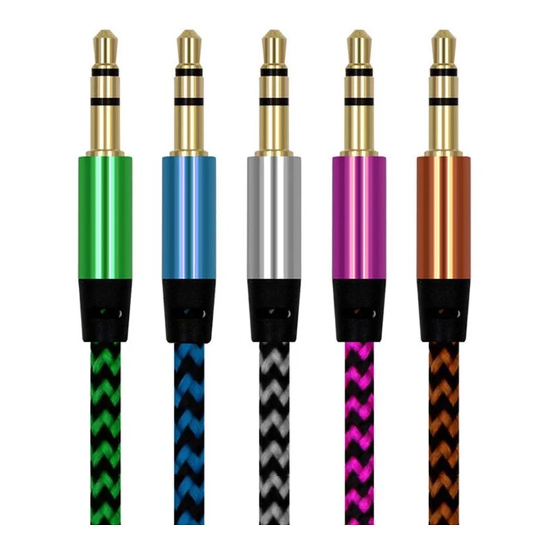 Auto-AUX-Kabel, 1 m, Nylon-Klinke, Audiokabel, 3,5 mm auf 3,5 mm Stecker,  AUX-Kabelpaar, beworbenes Audio-AUX-Kabel, goldener Stecker für  Iphone-Lautsprecher