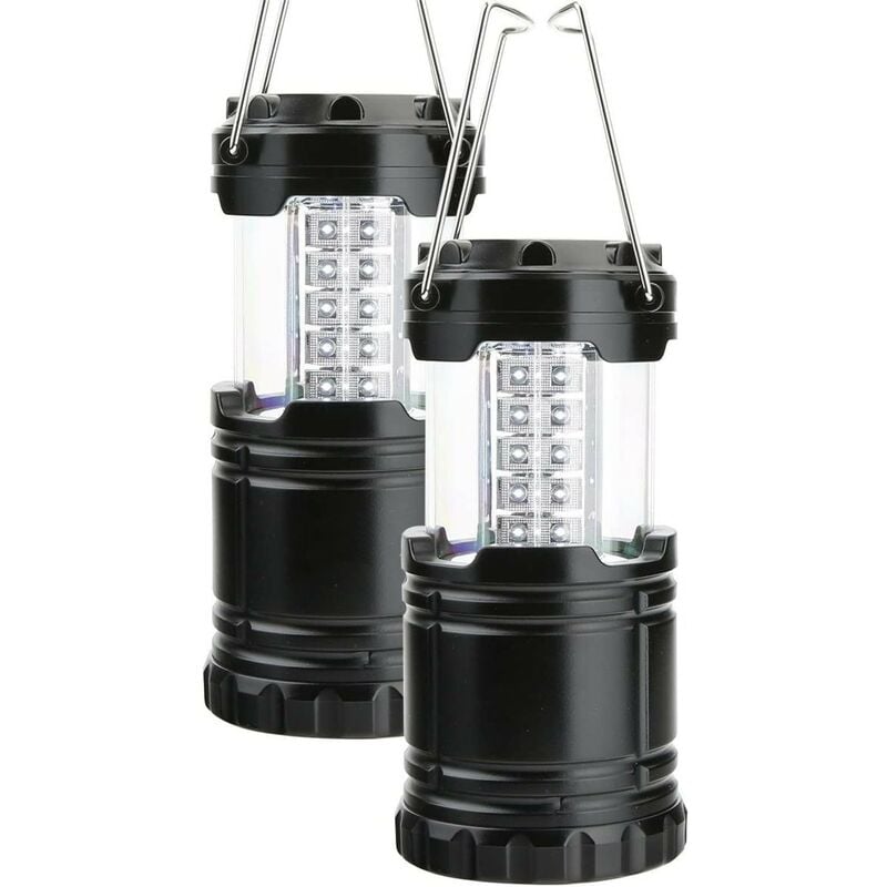 2er-Pack LED-Campinglaterne, Survival-Kit für Hurrikan, Notfall, Sturm,  Stromausfälle, tragbare Außenlaterne (schwarz, faltbar) ohne Batterie
