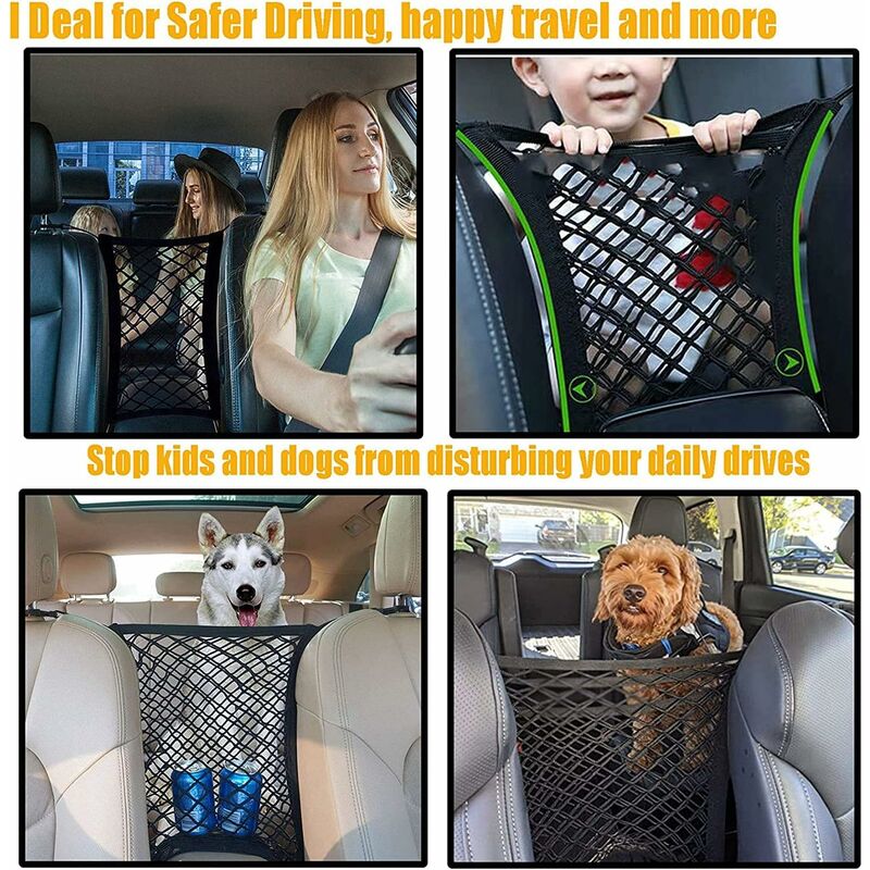 Aufbewahrungsnetz-Autositz mit 4 Haken, 2 Taschen auf drei Schichten,  maschinenelastischer Netz-Aufbewahrungstaschen-Organizer, verhindert, dass  Haustiere / Kinder das Design