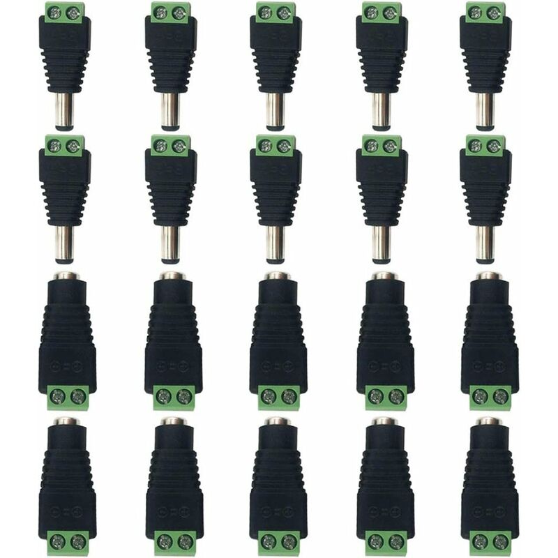 20 Stück DC-Stecker, Buchse, DC-Stromanschluss, 12-V-Fasssteckeradapter für  CCTV-DVR-Überwachungskamera und LED-Lichtleiste