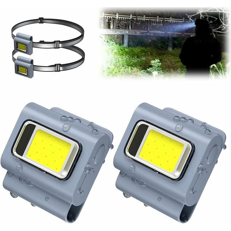 2 Stück LED Clip Lampe für Joggen, 500 Lumen Mini Arbeitslampe mit  Stirnlampe 6 Lichtmodi Polizei Leichte, IPX4 Wasserdicht Lauflicht