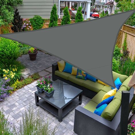 Sonnensegel Wasserdicht Dreieckig 5x5x5m Wetterschutz Sonnenschutz PES  Polyester mit UV Schutz für Terrasse Balkon Garten-Grau Anthrazit