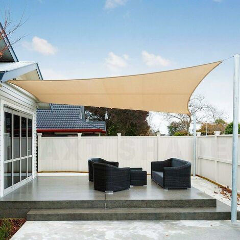 Sonnensegel Wasserdicht Rechteckig 2x4m Wetterschutz Sonnenschutz PES  Polyester mit UV Schutz für Terrasse Balkon Garten-Sand