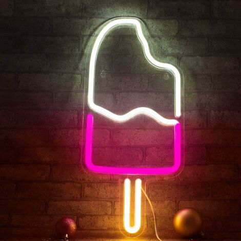 Popsicle Neonlicht, LED-Eiscreme-Neonlichter, Kunstwand, dekorative  Lichter, Neonschilder für Zimmerwand, Kinderzimmer, Geburtstag, Party, Bar,  Dekoration, 8,3 Zoll x 17,7 Zoll (Warm + Pink + Yellow)