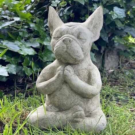 Bulldogge-Gartenstatue, Meditationshundestatue, Kunstharz-Hundeskulptur,  Tierstatue, Zen-Gartendekoration im Freien