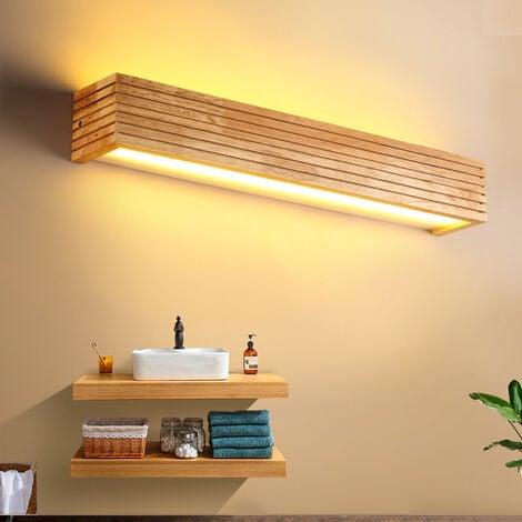 LED Wandleuchte Innenlampe Holz Wandlampe Warmes Licht Lampe für  Schlafzimmer Wohnzimmer Büro Korridor (35cm)