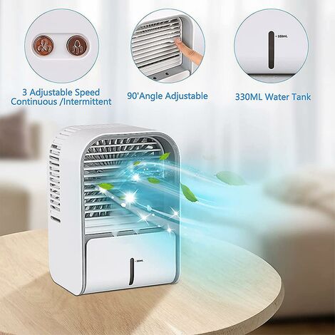 Mobile Mini-Klimaanlage USB-Luftkühler/Luftbefeuchter/Lüfter mit Wassertank  und einstellbarer Geschwindigkeit Luftkühler, Klimaanlage für Zuhause