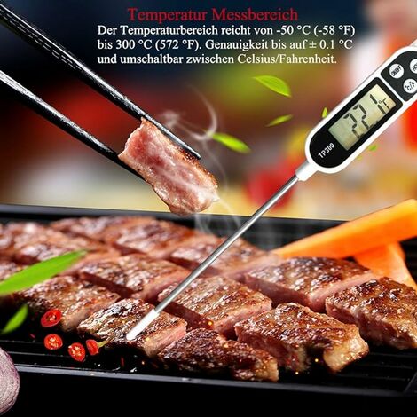 Digital Lebensmittel Thermometer Braten Steak BBQ Edelstahl Sonde Kochen  Küche