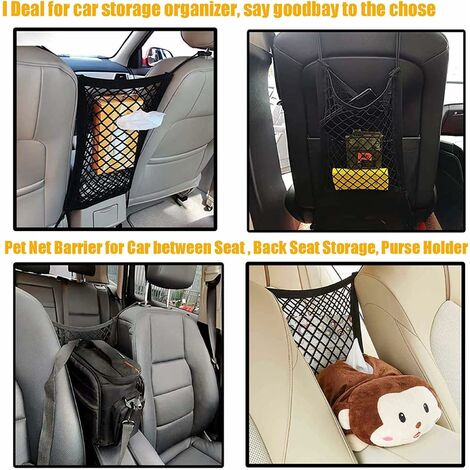 Aufbewahrungsnetz-Autositz mit 4 Haken, 2 Taschen auf drei Schichten,  maschinenelastischer Netz-Aufbewahrungstaschen-Organizer, verhindert, dass