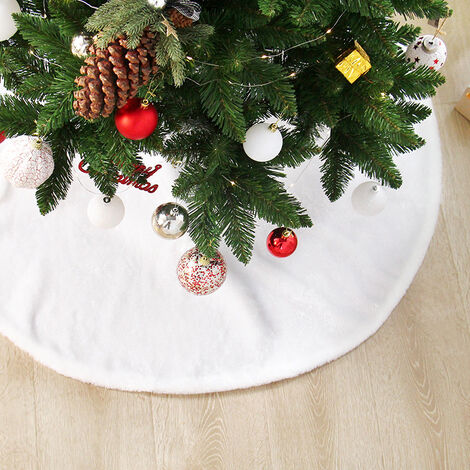 120 cm Faux Fur Weihnachtsbaum Rock Weißer Plüschrock für Xmas Party  Weihnachtsbaum Dekoration