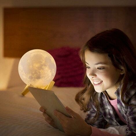 3D Mondlampe, LED Nachtlicht Touch Luna Lampe 3 Farben, 10 cm/3,9 Zoll  Durchmesser, wiederaufladbares