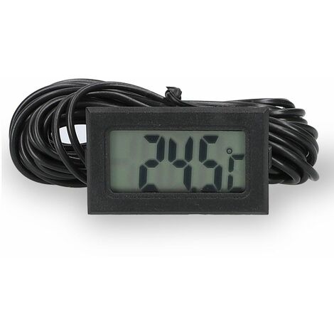 mini Thermometer Raumthermometer digital mit Fühler 1m Kabel schwarz