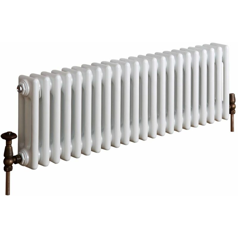 Hudson Reed Regent Radiador de Diseño Horizontal en Estilo de Hierro Fundido - Radiador Con Acabado Blanco - Columnas 3 x 22 - 889W - 300 x 1010 x 100mm - Calefacción de Lujo