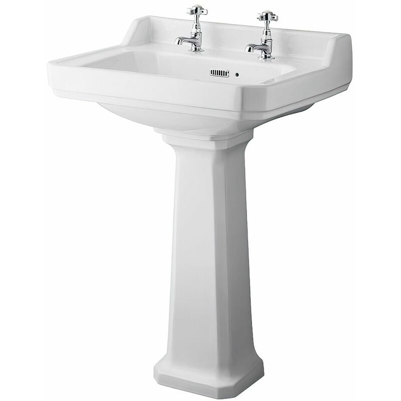 Lavabo con Pedestal en Cerámica en Estilo Retro 595x470x905mm