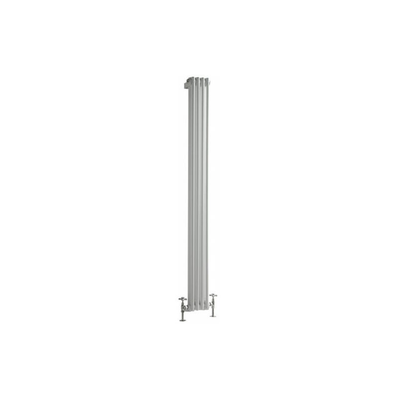 Hudson Reed Regent Radiador de Diseño Vertical en Estilo de Hierro Fundido - Radiador Con Acabado Blanco - Columnas 2 x 4 - 622W - 1800 x 200 x 68mm - Calefacción de Lujo