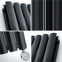 Radiador de Diseño Eléctrico Vertical Doble - Negro - 1600mm x 236mm x 78mm - Revive