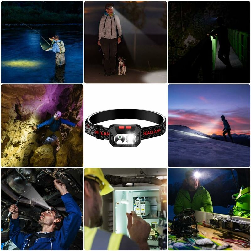 Lampe Frontal Puissante USB Rechargeable 6 Modes Lampe Frontale Camping  1000 LUMIN, IPX4 Étanche, Durable 6
