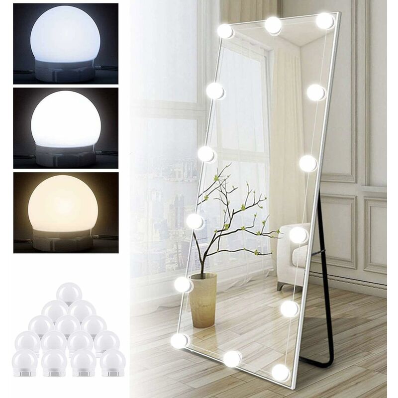 10x Style Led Vanity Mirror Lights Avec Base de Ventouse Ampoules Dimmables Lampe  Pour Maquillage Dressing Table, Vanity Mirror Light