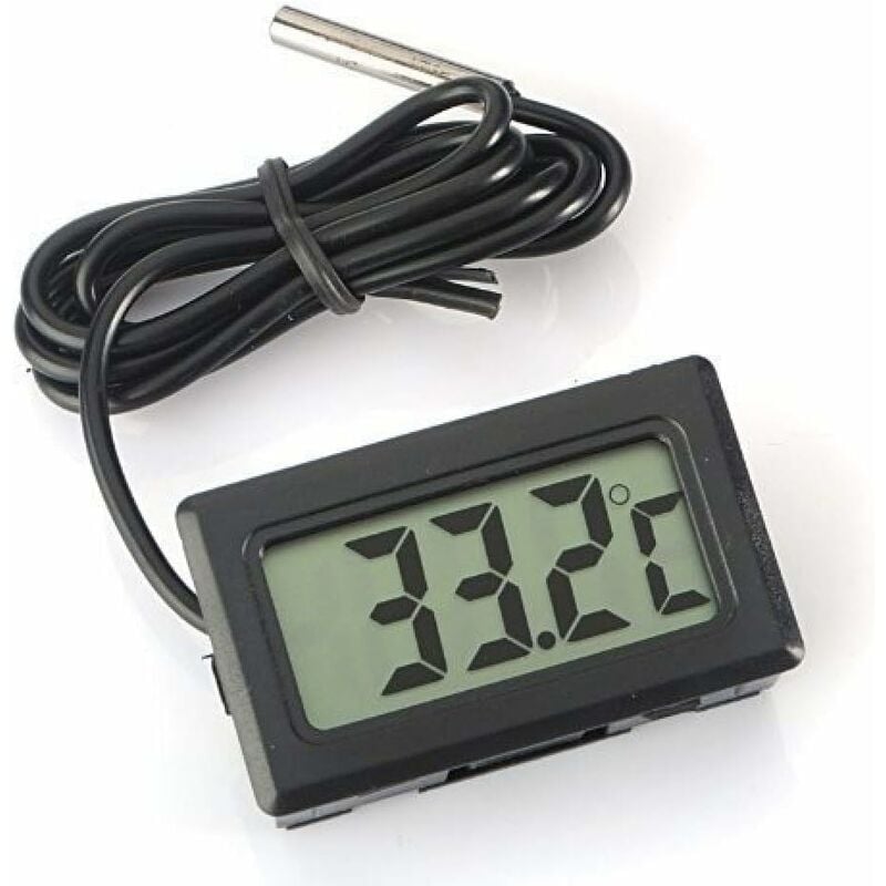 FY-10 Thermomètre hygromètre d'aquarium avec sonde, affichage de  température LCD numérique intégré (avec Batterie) Noir