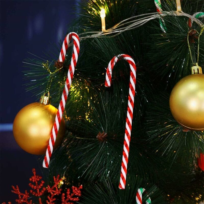 6 Pièces Décorations De Sucre D'orge De Noël, Canne De Bonbon Brillant En  Plastique Pour Le Sapin De Noël, Faveurs De Fête De Vacances