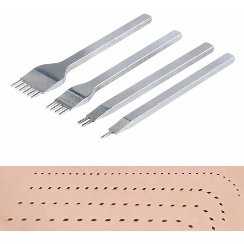 Dww-4 Pcs Kit Outils Perforatrice, 4mm Diy Cuir Kit, Outils Perforatrice  Artisanat Du Cuir Griffe Perforateur, Trou Couture Diamant Laage, Pour  Trous