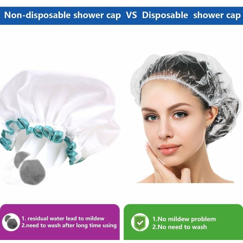 Bonnet de douche en plastique type charlotte Bonnet de douche en matériau  résistant à l'eau avec bande élastique