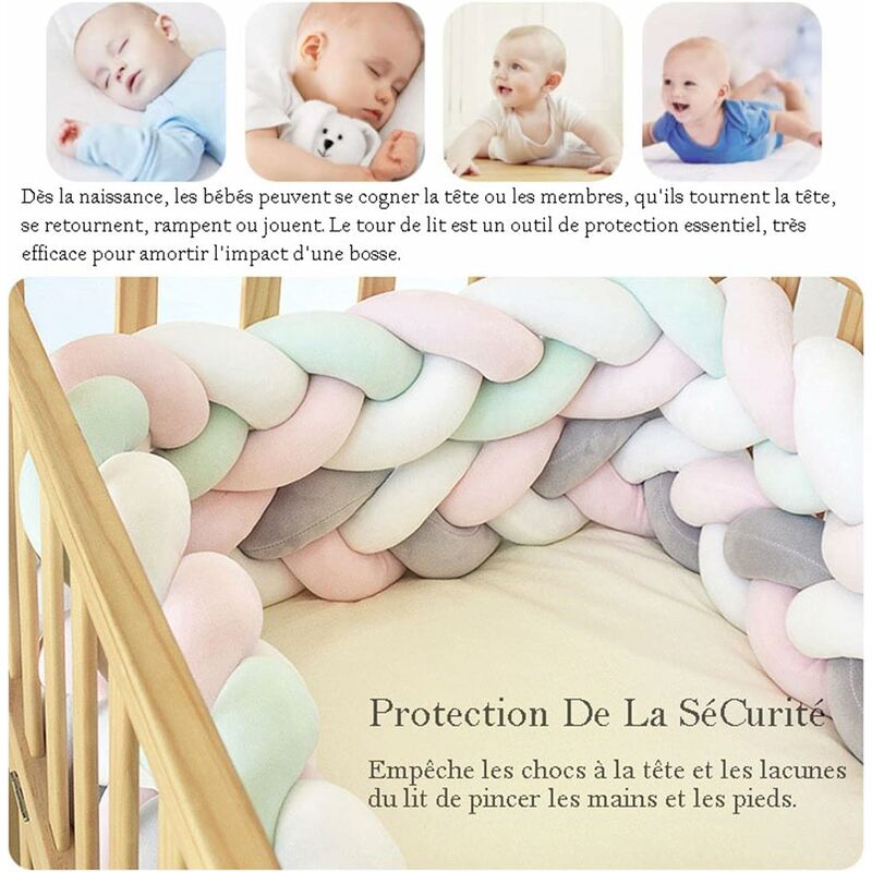 Luchild Tour de Lit 2m Bébé Coussin Serpent Velours Berceau Pare