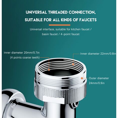 Rallonge de robinet universelle rotative à 1080 °, bras robotique rotatif à  grand angle, robinet universel à filtre anti-éclaboussures, robinet avec 2  modes de sortie d'eau (double mode)