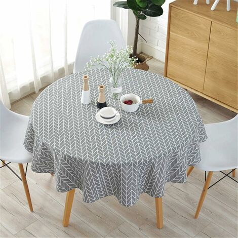 Nappe Ronde Toile Cirée Wavy 160cm Gris Métallisé