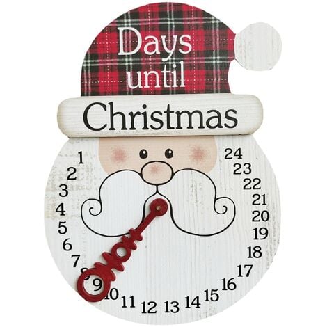 Autre décoration pour Noël,Calendrier de compte à rebours de Noël en bois,  compte à rebours jusqu'à Noël, 24 jours, horloge en forme de du Père Noël