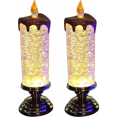 Bougie，Bougies de Noël à LED, 2pcs bougies de Noël sans flamme,  rechargeables par USB ou