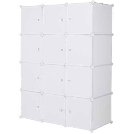 Meuble de rangement et organisateur de stockage à 12 cubes Blanc