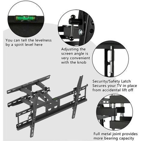 Support TV Mural pour Écran Plat et Incurvé LCD LED 32-70 Pouces, Support TV  Orientable et Inclinable, Bras Doubles Solides et Robustes jusqu'à 50KG,  Max VESA 600×400mm