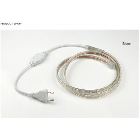 Ruban à LED, Bande LED Etanche, Lumineux Bandeau Led 220v, 5050 IP65  Etanche Bande Strip Led, Blanc chaud Largeur 8mm (4m)