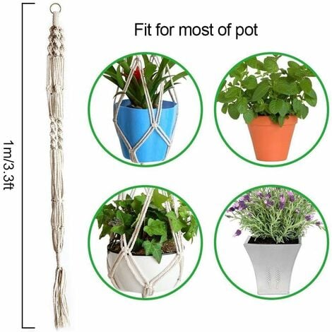 Support et plateau pour jardinière 2 pièces cintre pour plantes, panier  suspendu en macramé corde de