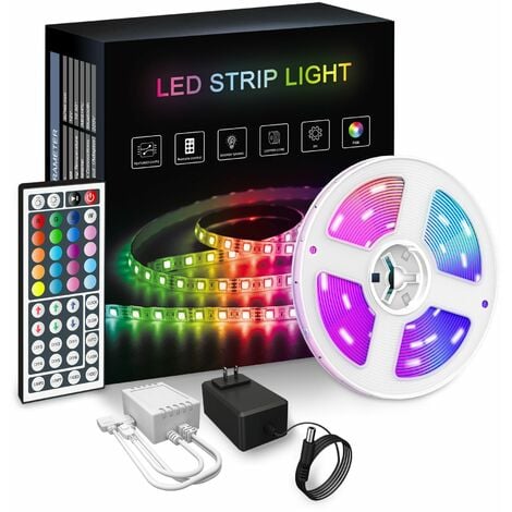 Bande lumineuse LED RGB, Ruban LED 10M avec 300 LED de lumière, Bande  Auto-adhésive Télécommandée IP65 imperméable pour Mur Arrière Party(Bande  LED 2