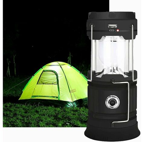 Lampe de camping solaire à LED 2 modes d'éclairage réglables Générateur de manivelle  Camping Randonnée
