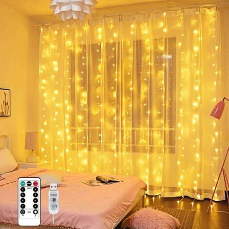 Guirlande lumineuse Rideau Lumineux Guirlandes Lumineuses À Led,300 Leds Rideaux  Lumineux Usb String Light 8