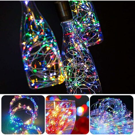 10 pièces LED bouteille lumière, 20 LED 2M guirlandes lumineuses en fil de  cuivre de lumières bouteille de vin à piles (multicolores) 