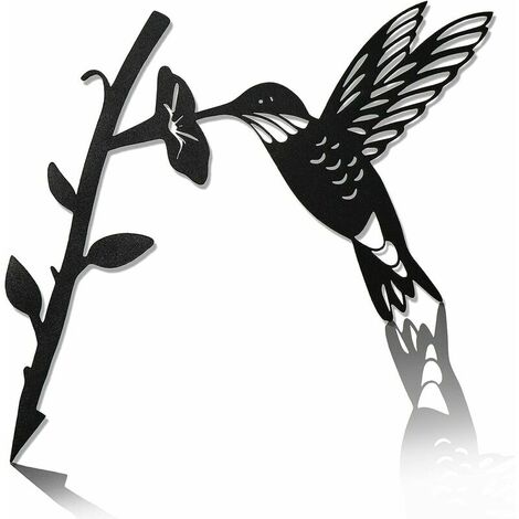 TEMPSA Sculpture Suspendu Oiseau Arbre Noir Rond Métal Fer Jardin