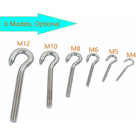 Vis à œillet pour crochet à vent en acier inoxydable filetage M6