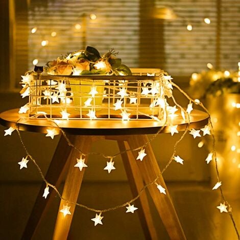 Guirlande lumineuse Guirlande Lumineuse Étoile, 40 Led Rideau Lumineux, 6m  Décoratives Fée Lumières Intérieure Et Extérieure
