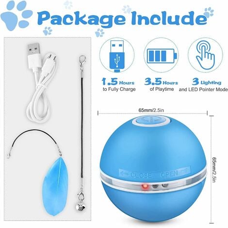 Jouet pour Chat Interactives Balles pour Chats avec Lumières LED, Balle  Chat Automatique Jouets Interactif pour Chats, Auto-Rotative à 360  Degrés,Chargement USB,pour Animaux Chien Chatons, Rose