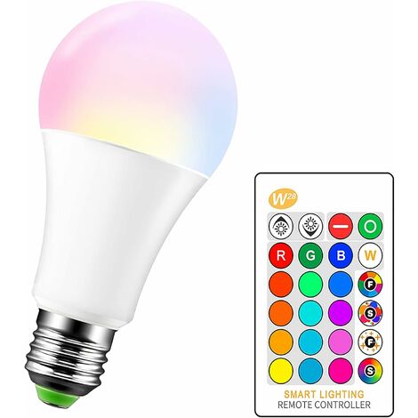 Ampoules LED RGB Couleur Changement Dimmable 10W LED Bulbs E27 RGBW avec  Télécommande Sans Fil,RGB 12 choix de couleur+Blanc Chaud 2700K :  : Luminaires et Éclairage